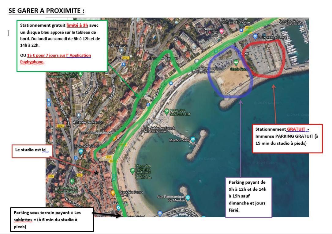 Charmant Studio Avec Coin Nuit - Vieille Ville Climatise Menton Exterior photo